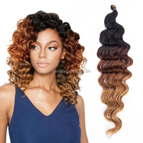 AliLeader 18inch Ombre High Temperature Fiber Synthetic Hair Extensions Curly Braiding Hair Deep Wavy Crochet Hair