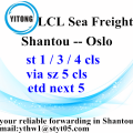 LCL shipping agent from Shantou to Oslo