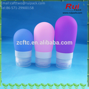 Blue/pink/purple Cute round silicone bottles with flip top cap, 38/60/80ml ball shape silica gel hand sanitizer bottle