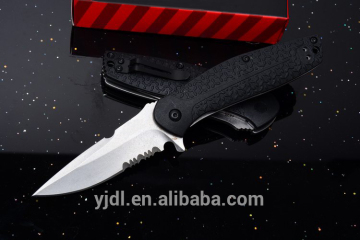 3.7" Serrated Liner Lock Folding Knife with filled nylon scales handle