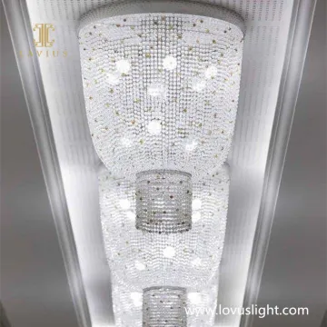 Glass crystal ball shape chandeliers Hotel ceiling decoration chandeliers Large custom shopping mall hotel chandeliers