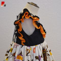 Girls black and orange pumpkin print Halloween dress