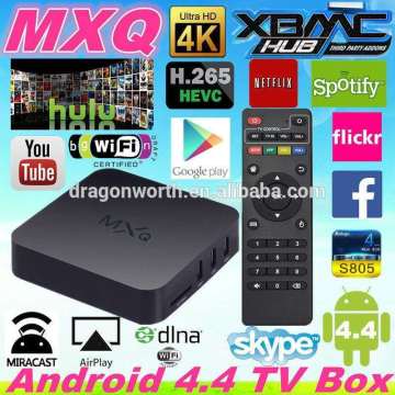 2016 Mxq Amlogic S805 1g RAM 8g ROM Quad Core Kodi TV Box Android 4.4 OS H. 265 Supported WiFi LAN Miracast Airplay Hot Android 4.4 Smart Mxq HD Android TV Box
