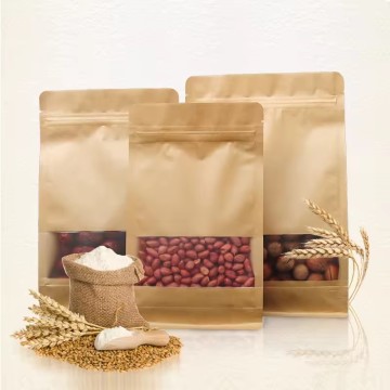Custom Printed Flat Bottom Zipper Kraft Paper Eight-Sided Gusset Coffee Pouches for Food Grade Snack Packaging - Wholesale Options Available