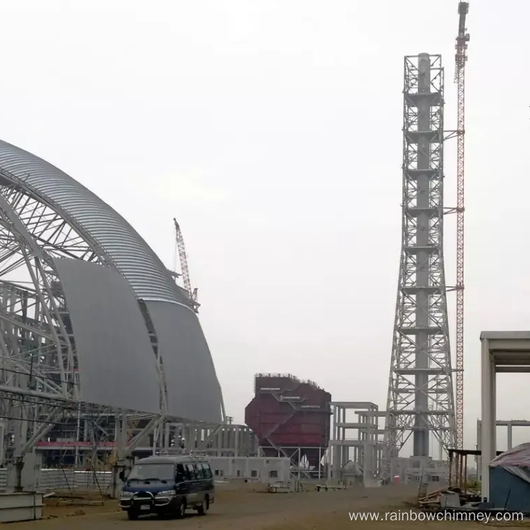 Tower-frame steel industrial stack