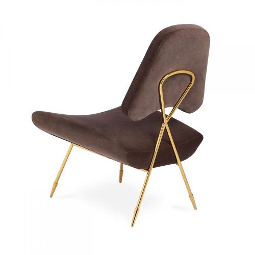  Modern Rose Gold Metal Upholstered maxime lounge chair Manufactory