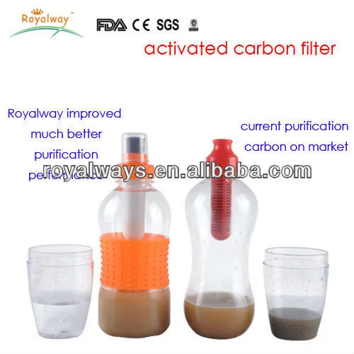 18oz hot sell BPA free water bottle with activated carbon filter