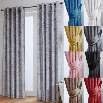 UK Hot Selling Wholesale Luxury Eyelet Crushed Velvet Curtains for The Living Room