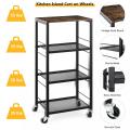 4 Tiers Kitchen Island Storage Cart with Wheels