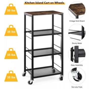 4 Tiers Kitchen Island Storage Cart with Wheels