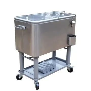 Custom Logo Stainless Steel Party Garden Rolling Cooler Beverage Cart Ice Cooler Cart