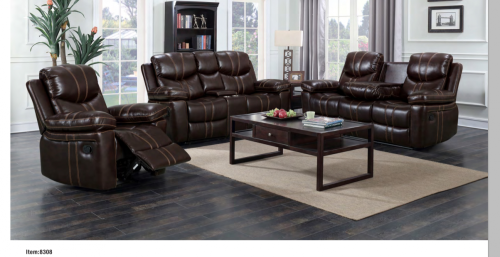 Sofa Recliner Kulit Brown Set untuk Hotel