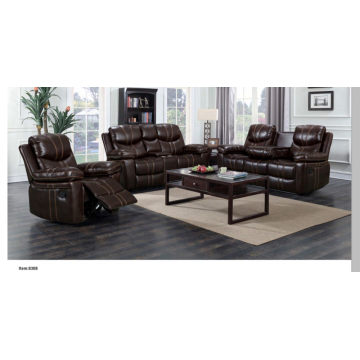 Brown Leather Recliner Sofa Set For Hotel