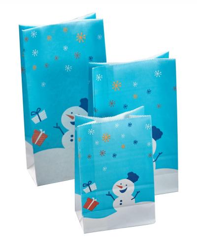 Christmas Holiday Snowman Kraft Paper Bag