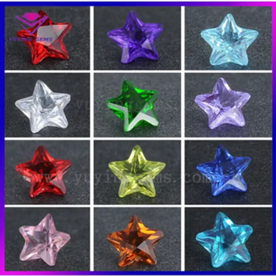 Color Varied Star Shape Zirconium Excelent Cubic Zirconia Stone for Sale