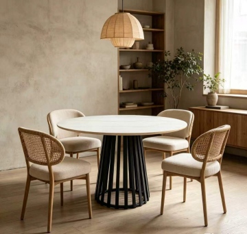 Round Sintered Stone Dining Table With Metal Legs