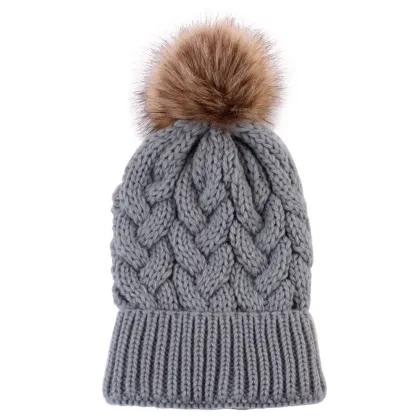 New hemp flower knitted cap pom pom hat