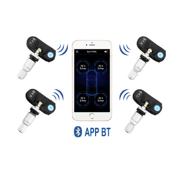 Smartphone -TPMs mit 4 internen Sensoren, Bluetooth 4.0 und App -Anzeige für den Reifendruckalarm