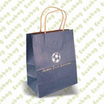 Eco-friendly Kraft Paper Shopping Bag, Customized Sizes, Colors and Logos Accepted