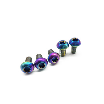 Gr5 Rainbow Color Titanium Paduan Torx Sekrup Kepala M5 M6 M8