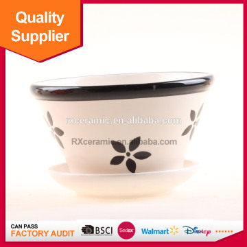 New design flower with black color ceramic flowerpot for sale