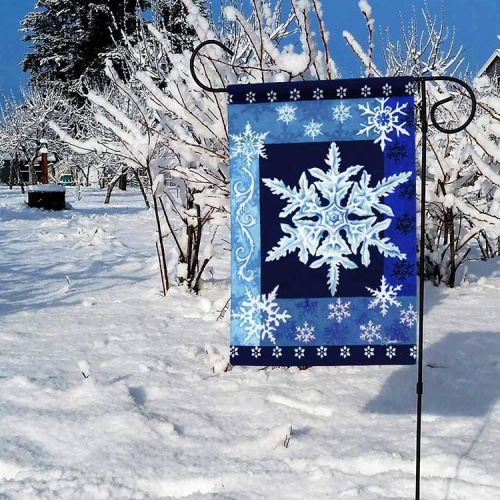 Digital Printing Winter Snowflakes Custom Garden Yard Flags