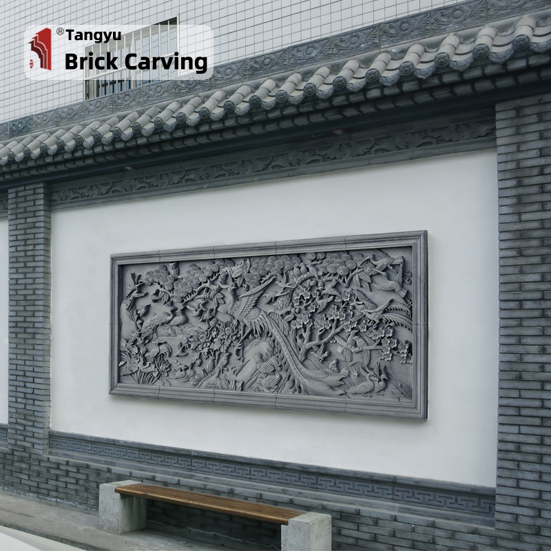1.8m*0.75m Birds and Phoenix Brick Sculpture