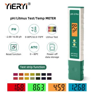yieryi Digital PH Meter PH Tester Pen Litmus Tester 0.01 PH High Accuracy Water Quality Tester with ATC PH Test Strips Function