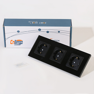 Bingoelec Luxury Tuya Zigbee 16A Triple Crystal Glass Panel Smart WiFi Wall Socket With Voice Control