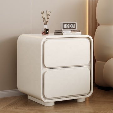 Modern Cream Creative Nightstand with 2 Drawers - Wooden Bedside Storage Cabinet