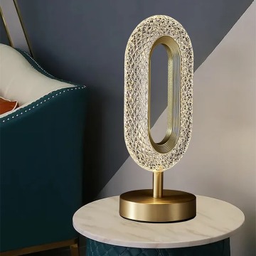 Jylighting hochwertiges modernes Schlafzimmer Ovated Gold Acrylmetall -LED -Tischlampe