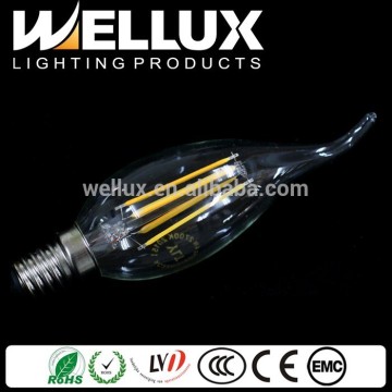 New Products E27 E14 2W 4W Clear Glass Candle Shape COB Filament Bulb Led