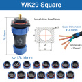 WK29 waterdichte vierkante plugaansluiting connector