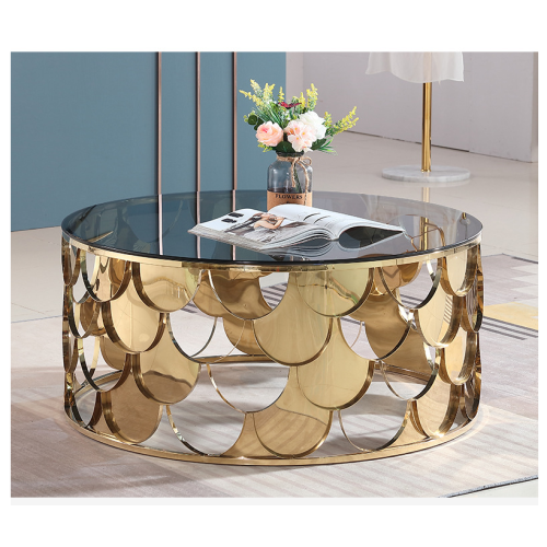 Table basse en verre ou en marbre d&#39;acier inoxydable