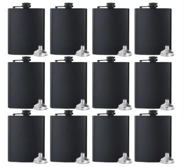 Leakproof 8oz Stainless Steel Black Hip Flask Set with Free Funnel - Perfect Bridal or Wedding Gift