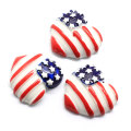 Kawaii Flag Heart Flatback Resin Cabochon For DIY Mobile Phone Case Hair Bow Slime Charm Decoration Supplies Embellishment