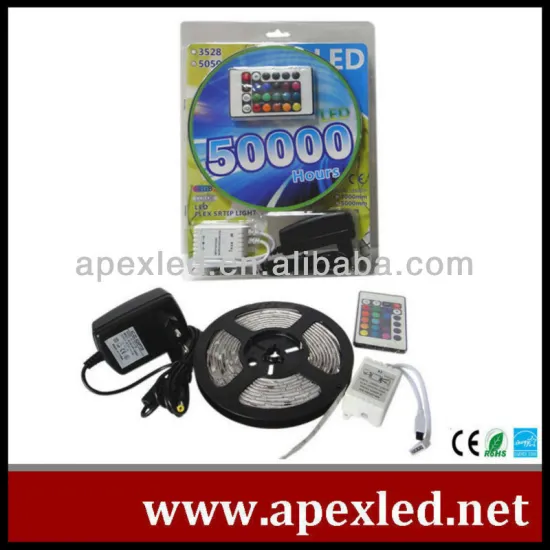 5050 rgb strip lighting kit with power supply and color controller