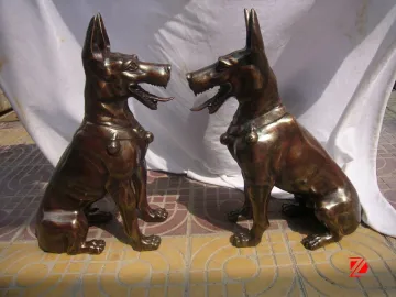 bronze Doberman dogs statue for home decor