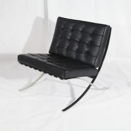 Knoll Barcelona Leather Lounge Chair Reproduction