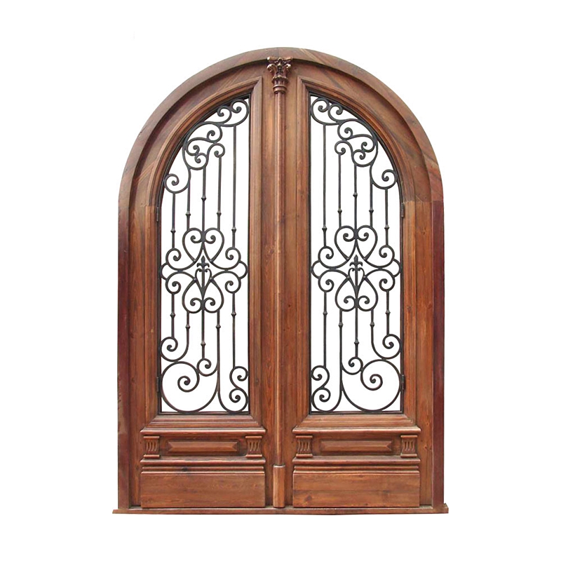 Porte en verre en bois arc antique