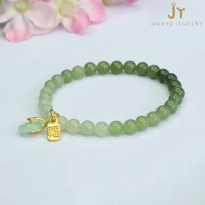 Wholesale High-Quality Hetian Jade Pearl Fengshui Crystal Beaded Bracelets for Women in Chinese Style
