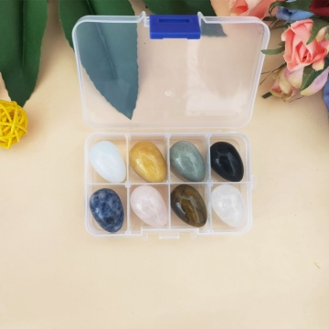 8-piece loose gemstone egg shaped crystal gem Chakra Healing balance kit with box for collectors aura therapists and yoga pract