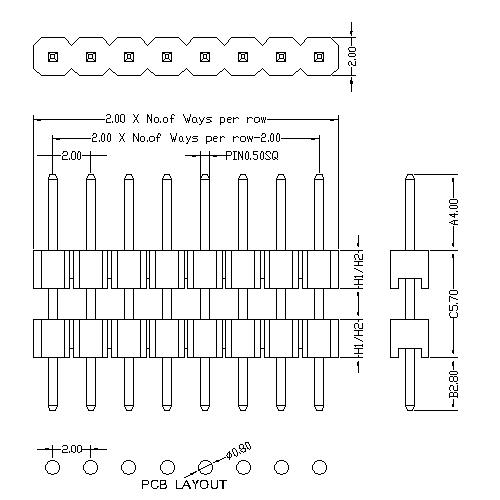 2.0 mm Pin Header Single Row Double Plastic Straight Type