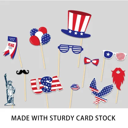 Fourth of July Spooky Photo Prop Masks - Independence Day Party Supplies