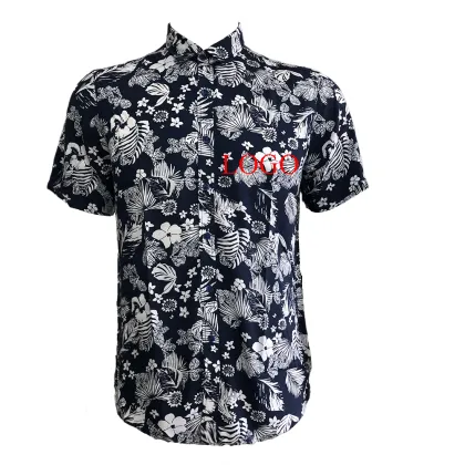 Hawaiian print pattern short sleeve shirts for men