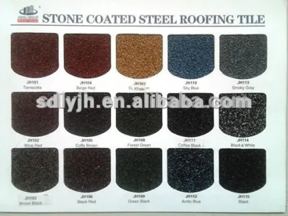 Ecological construction materials colored stone coated roofing tiles