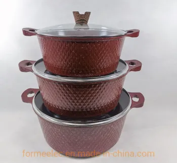 Marble 6PCS Cookware Set 32cm 36cm 40cm Casserole Set Aluminum Stewpot