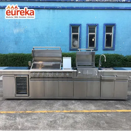 Large Trolley Gas Bbq Grill Charcoal Kitchen Grilled Kitchen Island