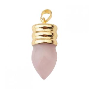 Natural Lamp Bulb Gemstone Rose Quartz Pendant Plated Gold