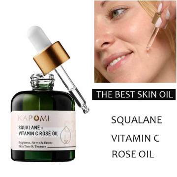 Luxurious Face Oil SQUALANE + VITAMIN C ROSE OIL 30ML Brighten Firm Anti Wrinkle Moisturizing Serum